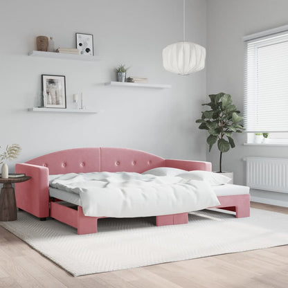Divano Letto con Letto Estraibile Rosa 90x200 cm in Velluto - homemem39