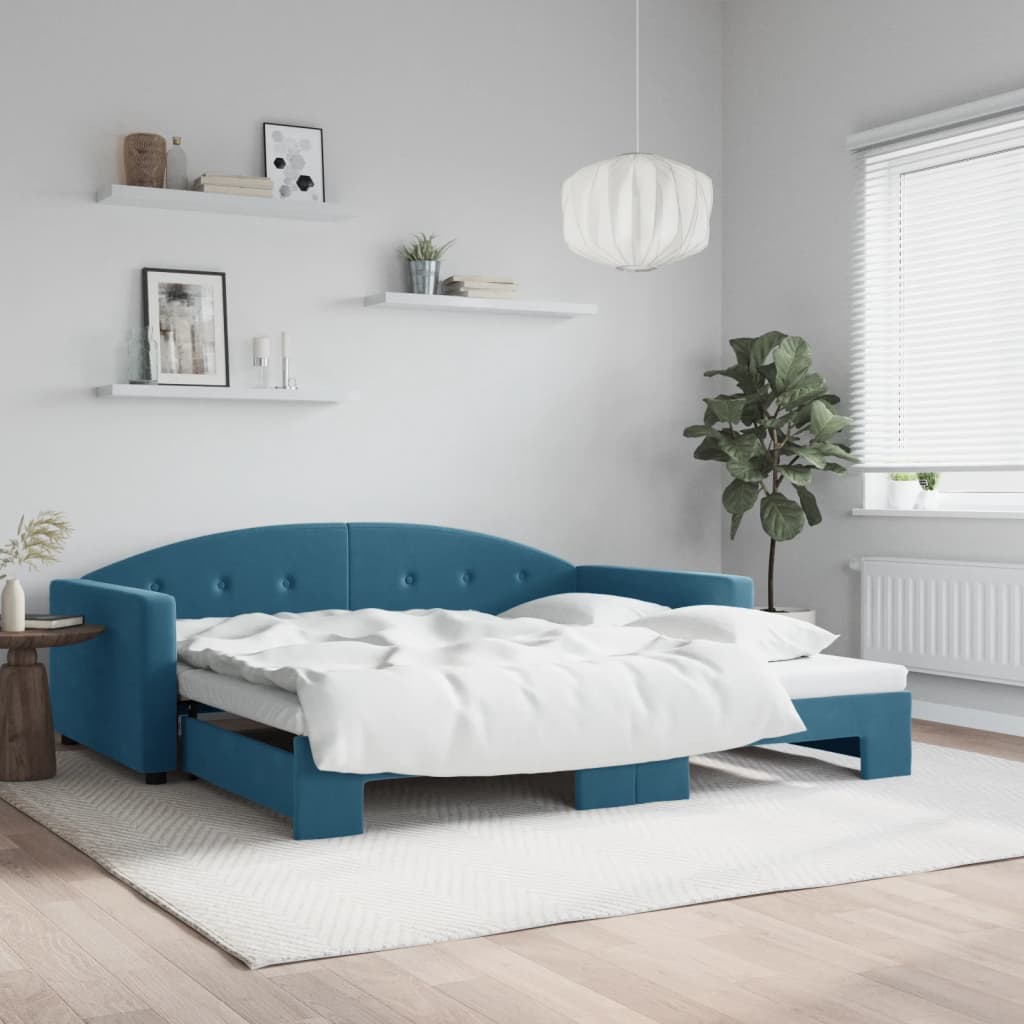 Divano Letto con Letto Estraibile Blu 100x200 cm in Velluto - homemem39