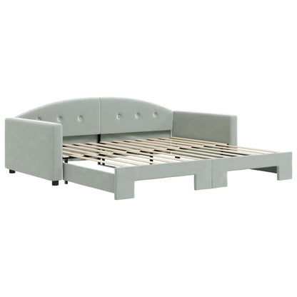 Divano Letto con Letto Estraibile Grigio Chiaro 100x200 Velluto | homemem39