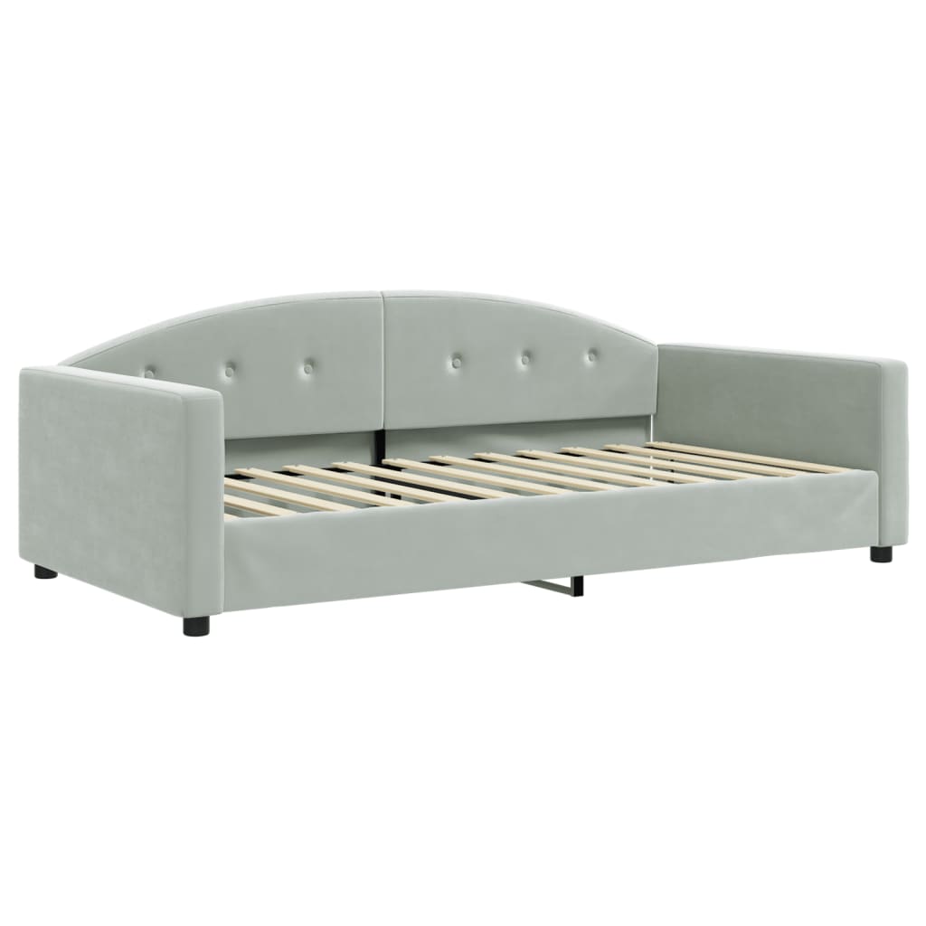 Divano Letto con Letto Estraibile Grigio Chiaro 100x200 Velluto | homemem39