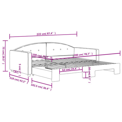 Divano Letto con Letto Estraibile Grigio Chiaro 100x200 Velluto | homemem39