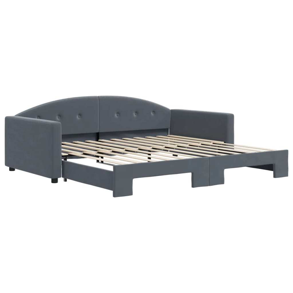 Divano Letto con Letto Estraibile Grigio Scuro 100x200 Velluto | homemem39