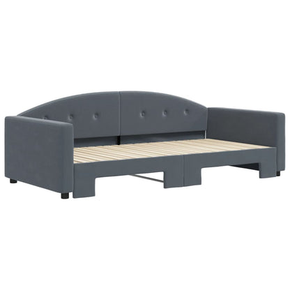 Divano Letto con Letto Estraibile Grigio Scuro 100x200 Velluto | homemem39