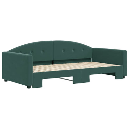 Divano Letto con Letto Estraibile Verde Scuro 100x200cm Velluto