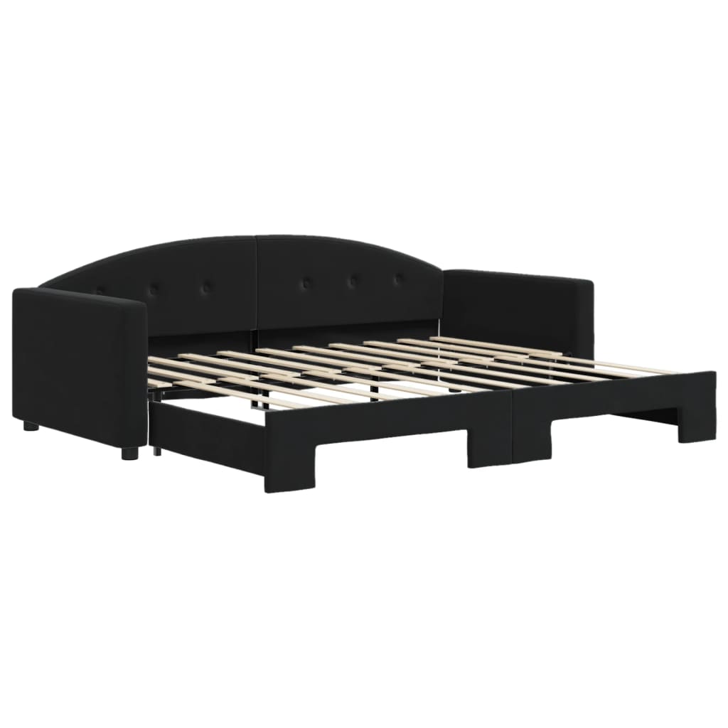 Divano Letto con Letto Estraibile Nero 90x190 cm in Velluto - homemem39