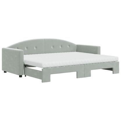 Divano Letto Estraibile Materassi Grigio Chiaro 80x200 Velluto - homemem39
