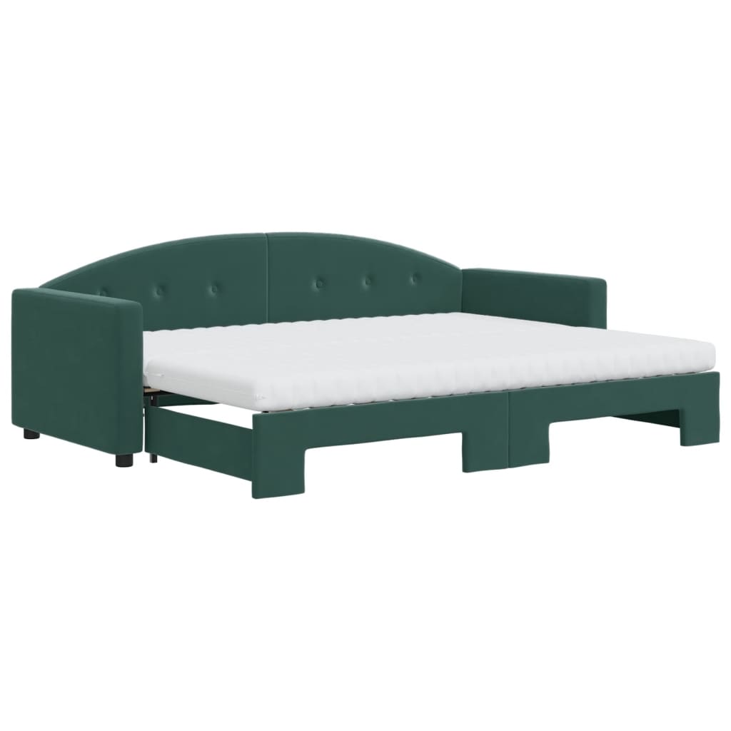 Divano Letto Estraibile Materassi Verde Scuro 80x200 Velluto - homemem39