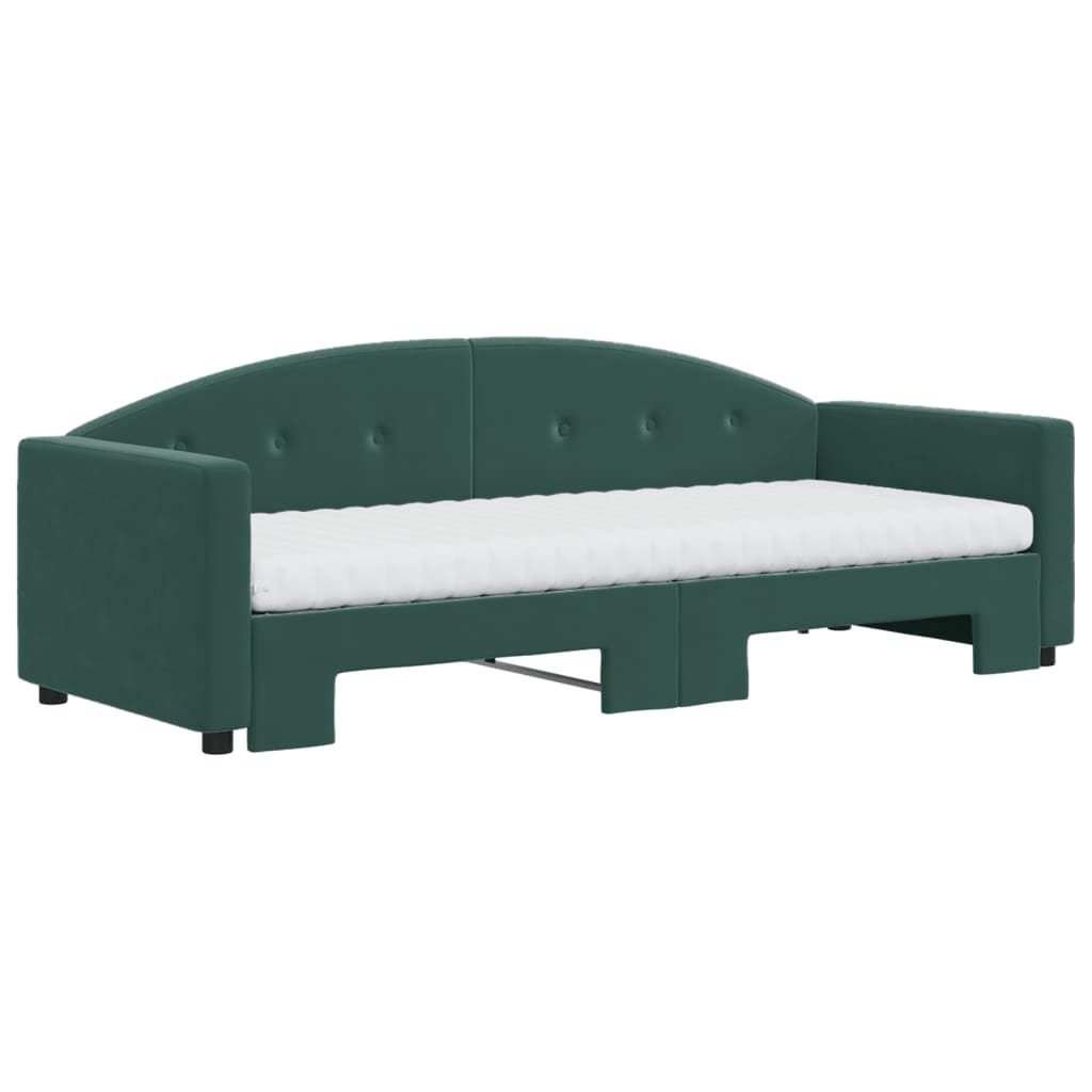 Divano Letto Estraibile Materassi Verde Scuro 80x200 Velluto - homemem39