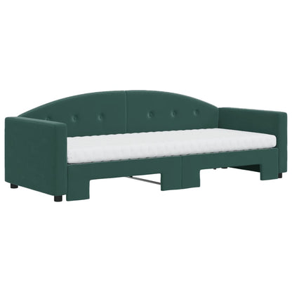 Divano Letto Estraibile Materassi Verde Scuro 80x200 Velluto - homemem39