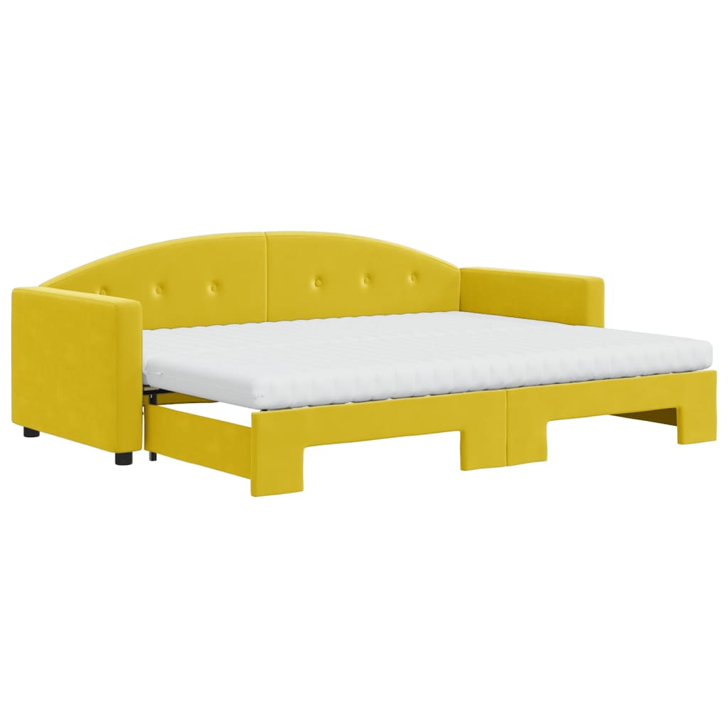Divano Letto Estraibile con Materassi Giallo 80x200 cm Velluto