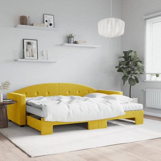 Divano Letto Estraibile con Materassi Giallo 80x200 cm Velluto