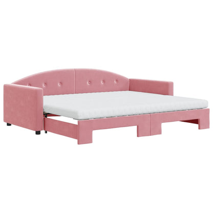 Divano Letto Estraibile con Materassi Rosa 90x200 cm Velluto