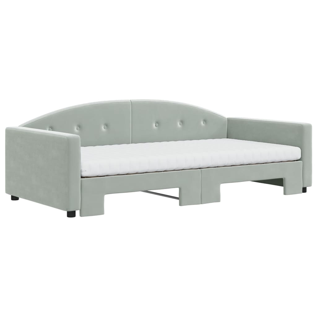 Divano Letto Estraibile Materassi Grigio Chiaro 100x200 Velluto - homemem39