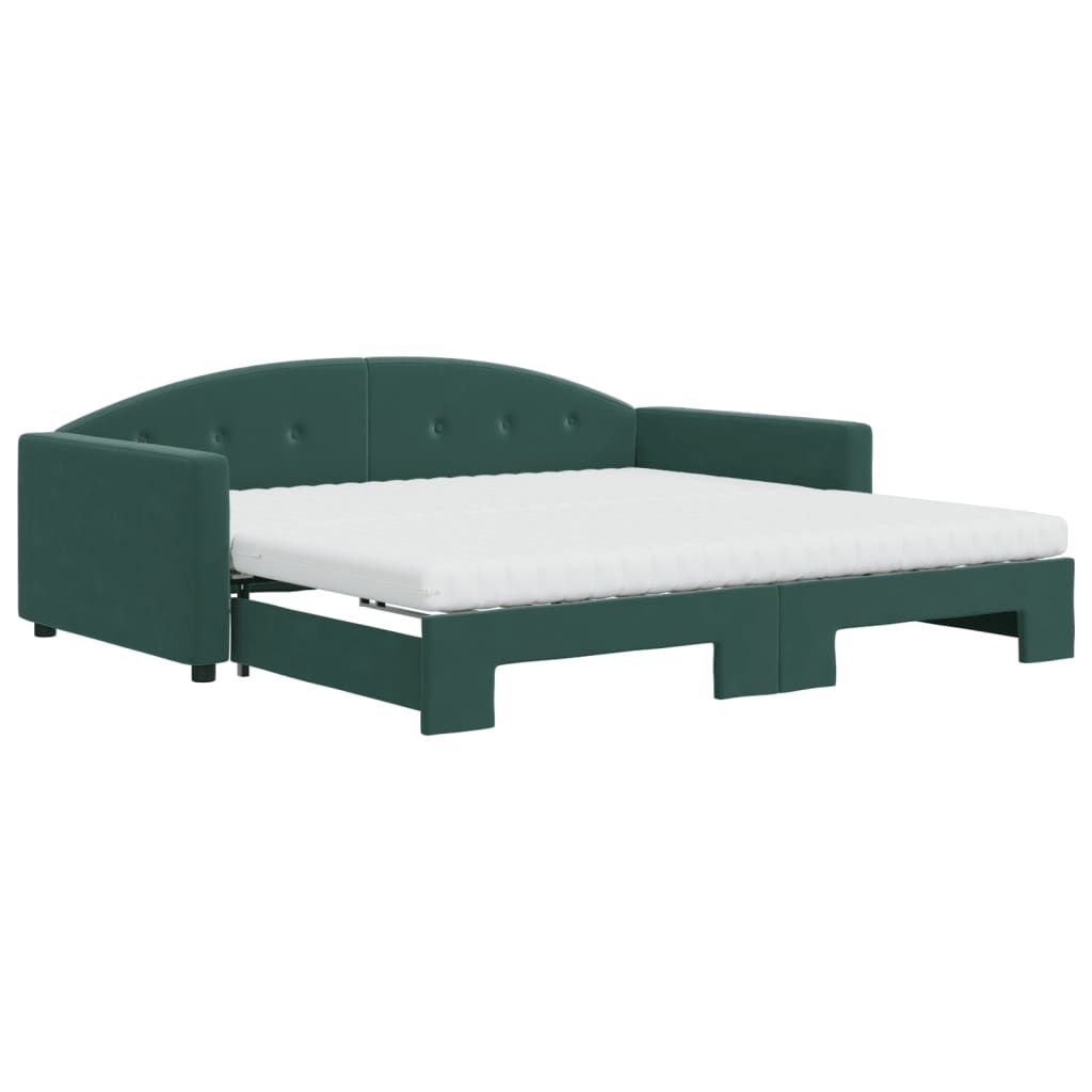 Divano Letto Estraibile Materassi Verde Scuro 100x200 Velluto - homemem39