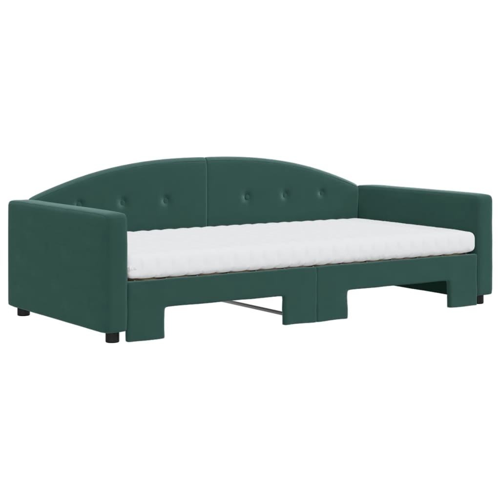 Divano Letto Estraibile Materassi Verde Scuro 100x200 Velluto - homemem39