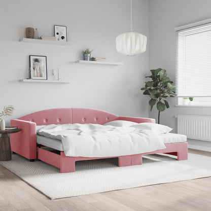 Divano Letto Estraibile con Materassi Rosa 100x200 cm Velluto - homemem39