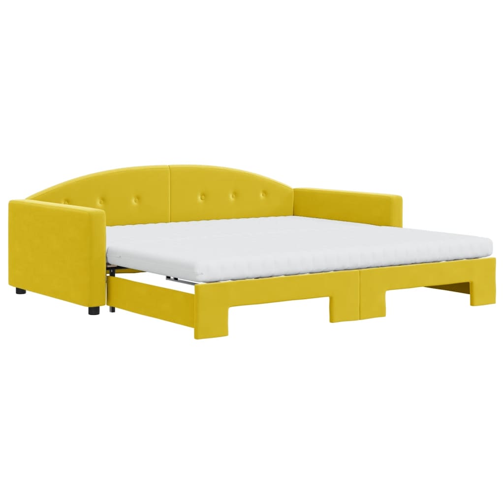 Divano Letto Estraibile con Materassi Giallo 100x200 cm Velluto
