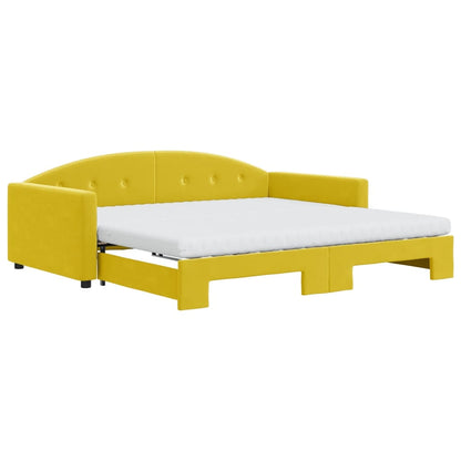 Divano Letto Estraibile con Materassi Giallo 100x200 cm Velluto