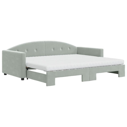Divano Letto Estraibile Materassi Grigio Chiaro 90x190 Velluto - homemem39