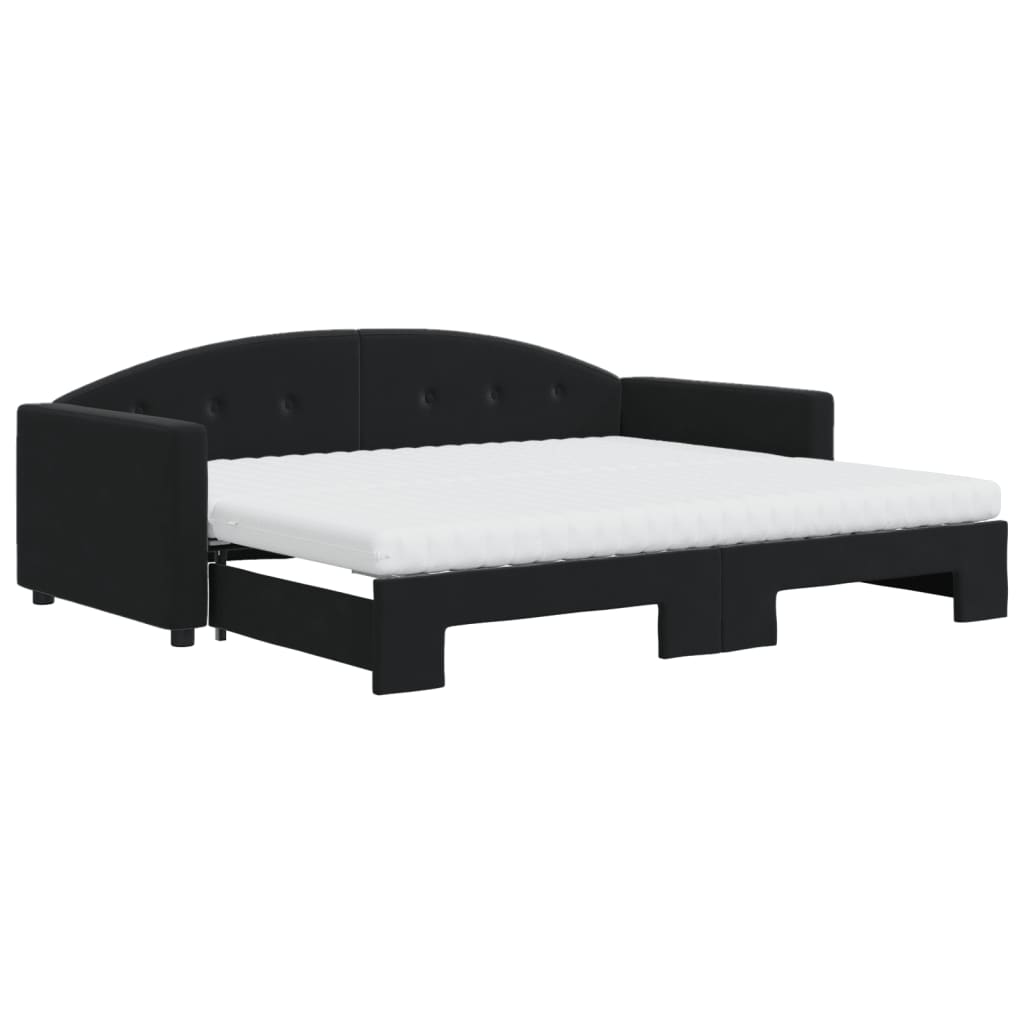 Divano Letto Estraibile con Materassi Nero 90x190 cm Velluto - homemem39