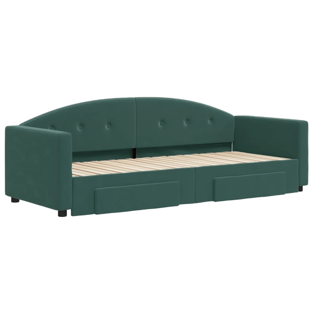 Divano Letto Estraibile Cassetti Verde Scuro 80x200cm Velluto - homemem39