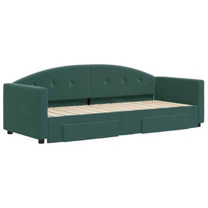 Divano Letto Estraibile Cassetti Verde Scuro 80x200cm Velluto - homemem39