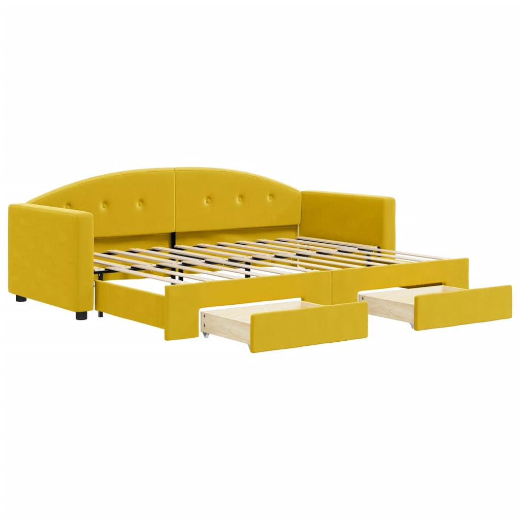 Divano Letto Estraibile con Cassetti Giallo 80x200cm in Velluto - homemem39