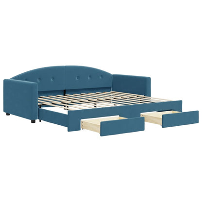 Divano Letto Estraibile con Cassetti Blu 90x200 cm in Velluto - homemem39