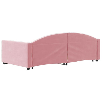 Divano Letto Estraibile con Cassetti Rosa 90x200 cm Velluto - homemem39