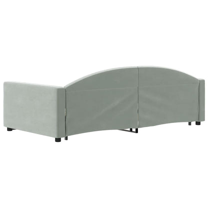 Divano Letto Estraibile Cassetti Grigio Chiaro 100x200 Velluto - homemem39