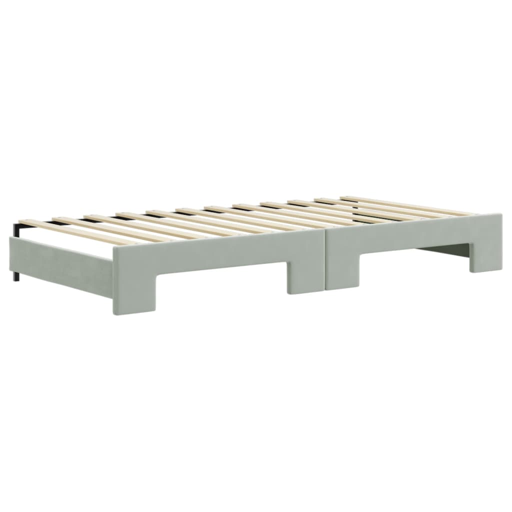 Divano Letto Estraibile Cassetti Grigio Chiaro 100x200 Velluto - homemem39