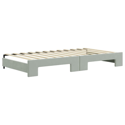 Divano Letto Estraibile Cassetti Grigio Chiaro 100x200 Velluto - homemem39