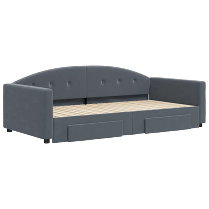 Divano Letto Estraibile Cassetti Grigio Scuro 100x200cm Velluto | homemem39