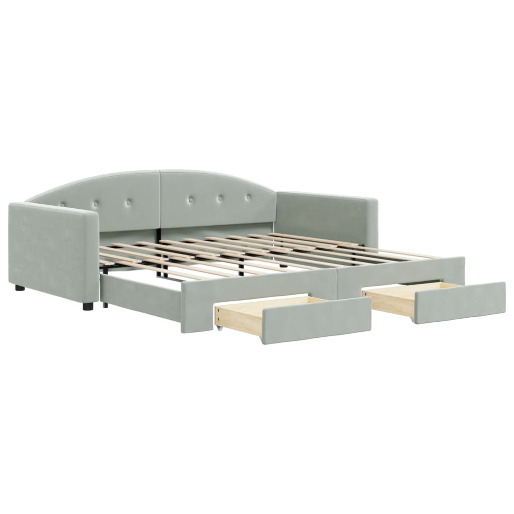 Divano Letto Estraibile Cassetti Grigio Chiaro 90x190cm Velluto - homemem39