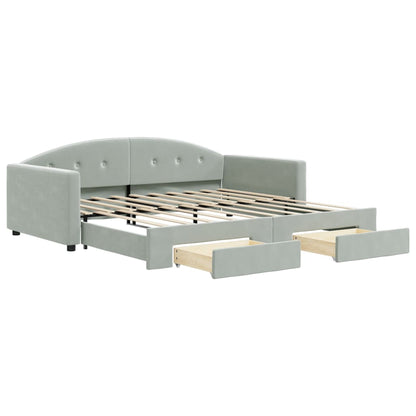 Divano Letto Estraibile Cassetti Grigio Chiaro 90x190cm Velluto - homemem39