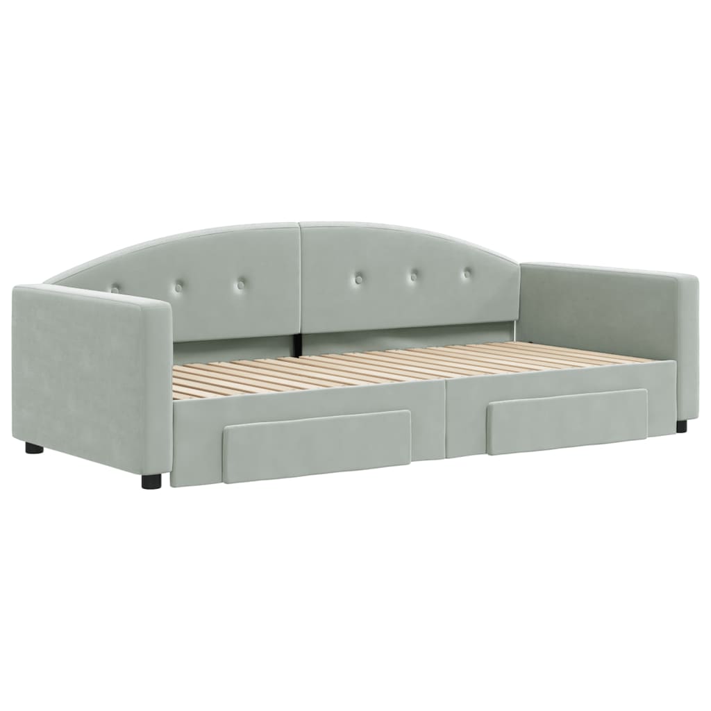 Divano Letto Estraibile Cassetti Grigio Chiaro 90x190cm Velluto - homemem39