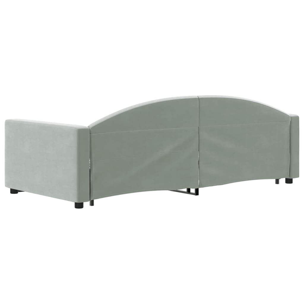 Divano Letto Estraibile Cassetti Grigio Chiaro 90x190cm Velluto - homemem39