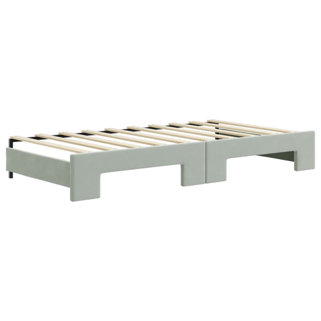 Divano Letto Estraibile Cassetti Grigio Chiaro 90x190cm Velluto - homemem39