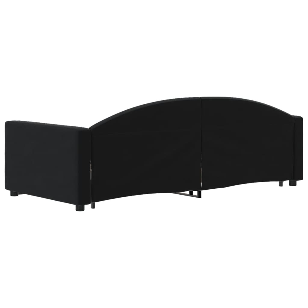 Divano Letto Estraibile con Cassetti Nero 90x190 cm in Velluto
