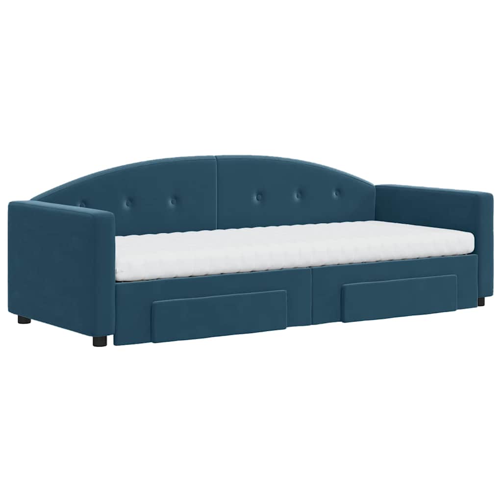 Divano Letto Estraibile con Cassetti Blu 80x200 cm in Velluto | homemem39