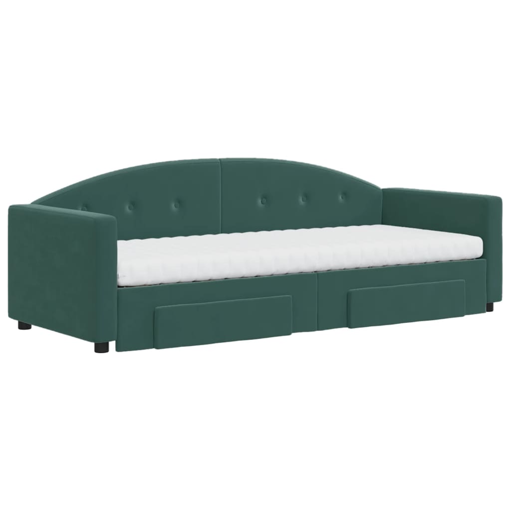 Divano Letto Estraibile Cassetti Verde Scuro 80x200cm Velluto - homemem39