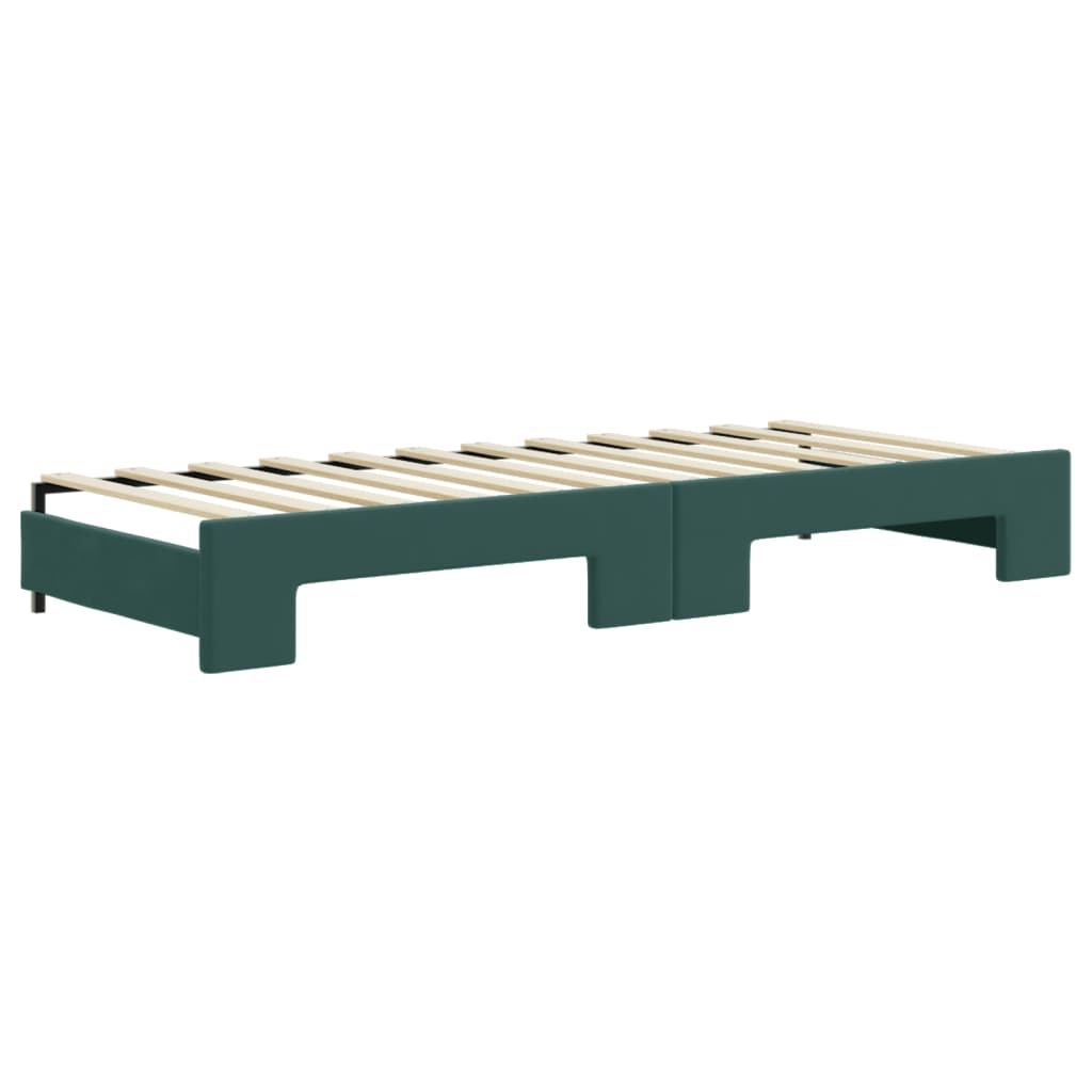 Divano Letto Estraibile Cassetti Verde Scuro 80x200cm Velluto - homemem39