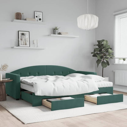 Divano Letto Estraibile Cassetti Verde Scuro 80x200cm Velluto - homemem39