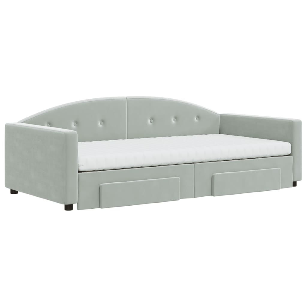 Divano Letto Estraibile Cassetti Grigio Chiaro 100x200 Velluto - homemem39