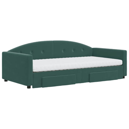 Divano Letto Estraibile Cassetti Verde Scuro 100x200cm Velluto - homemem39