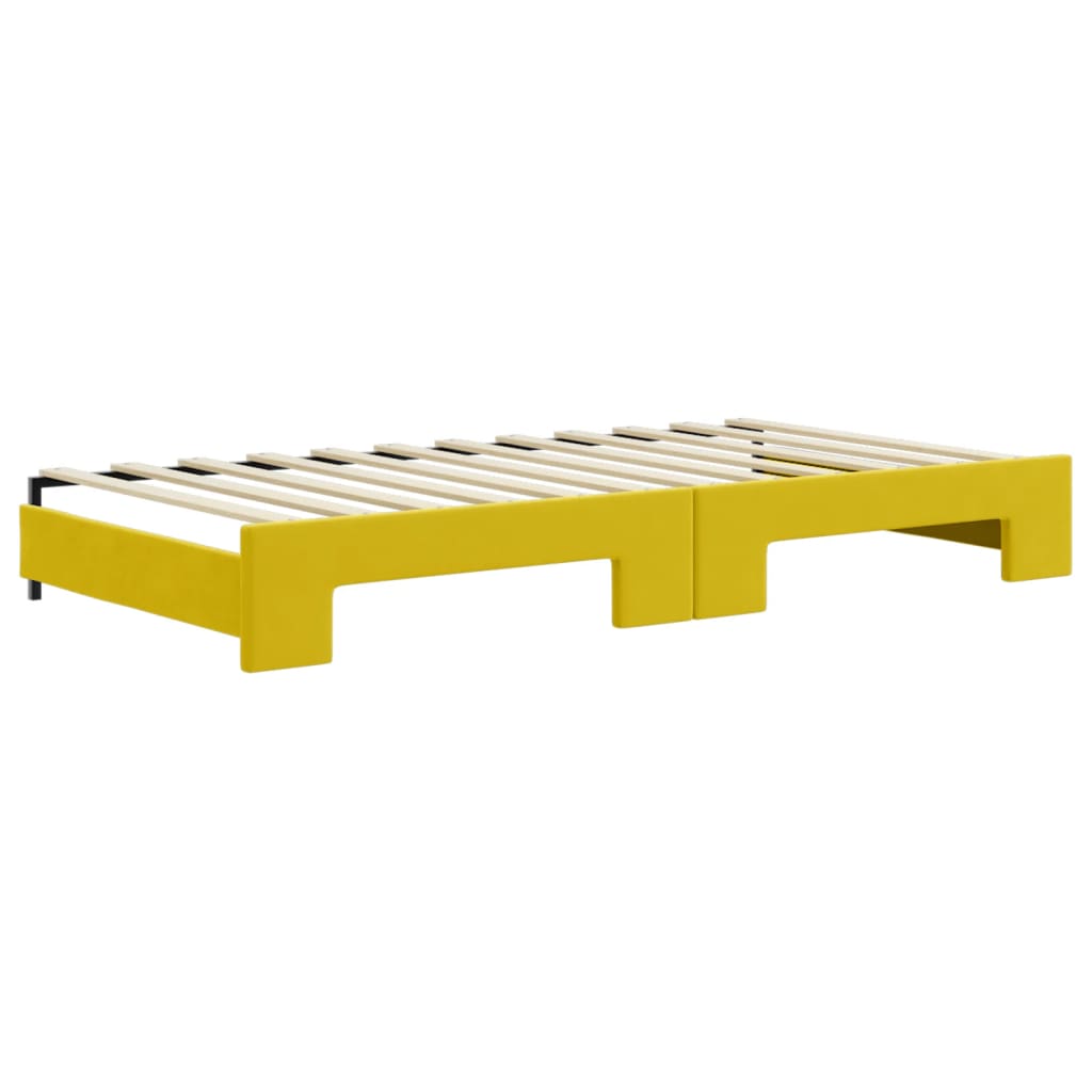 Divano Letto Estraibile con Cassetti Giallo 100x200cm Velluto