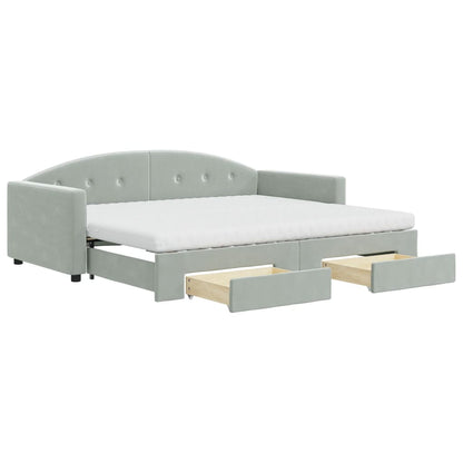 Divano Letto Estraibile Cassetti Grigio Chiaro 90x190cm Velluto - homemem39