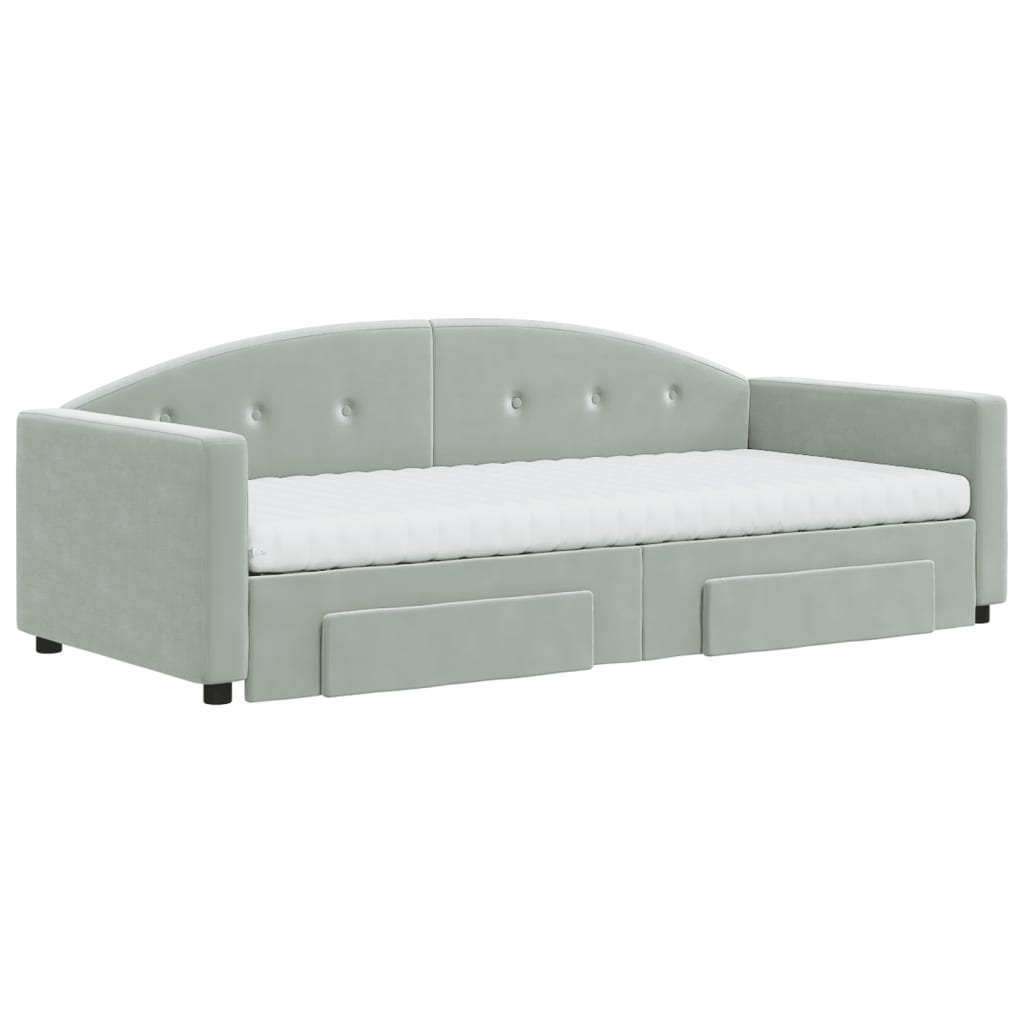 Divano Letto Estraibile Cassetti Grigio Chiaro 90x190cm Velluto - homemem39