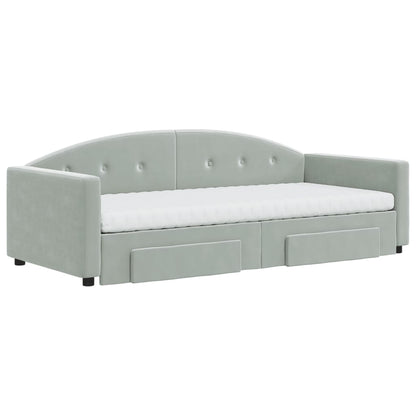Divano Letto Estraibile Cassetti Grigio Chiaro 90x190cm Velluto - homemem39
