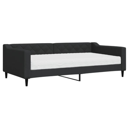 Divano Letto con Materasso Nero 100x200 cm in Tessuto